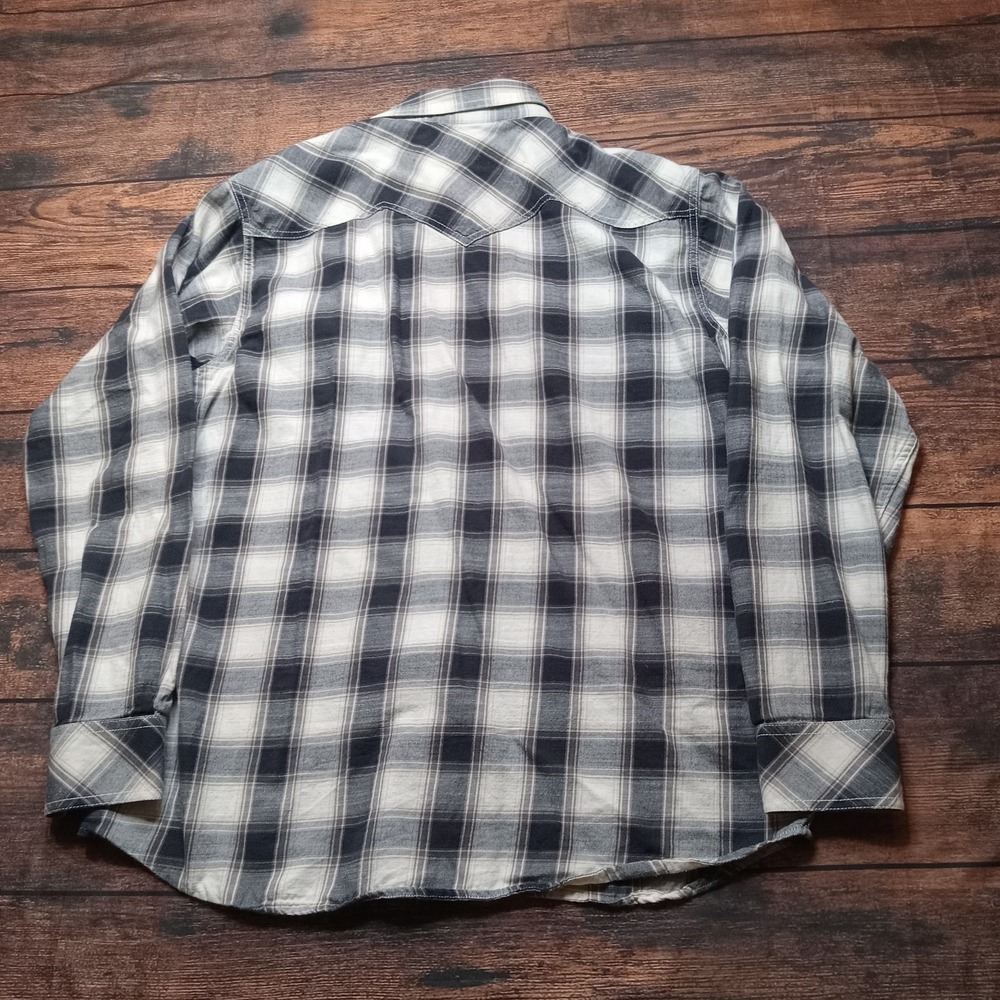 Ariat‎ Retro Fit Long Sleeve Button Up Shirt Men's XL Blue Plaid - Picture 2 of 7